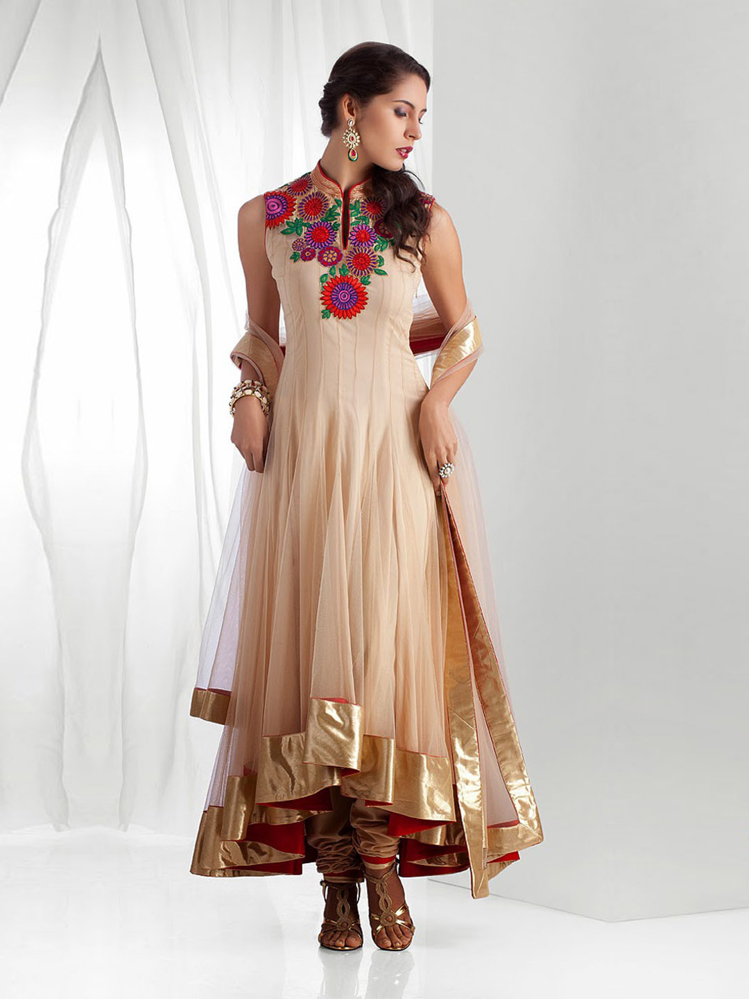 Natural Net Long Tail Anarkali Suit